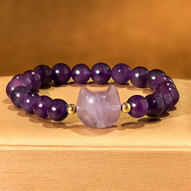 Multi-Stone Crystal Cat Head Bracelet for Healing