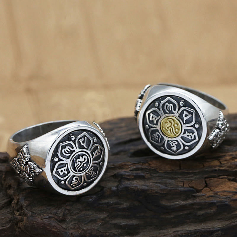Bague rotative réglable en cuivre Om Mani Padme Hum