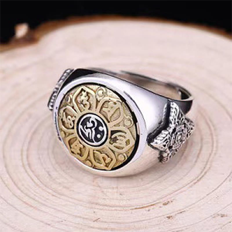 Bague rotative réglable en cuivre Om Mani Padme Hum