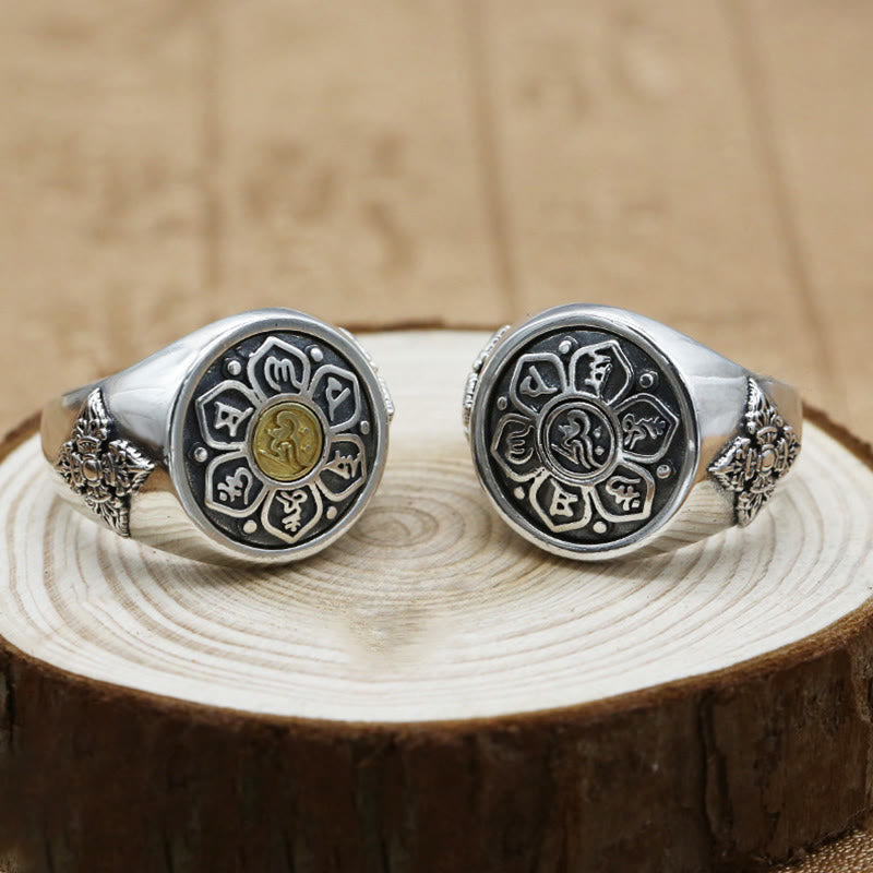Bague rotative réglable en cuivre Om Mani Padme Hum