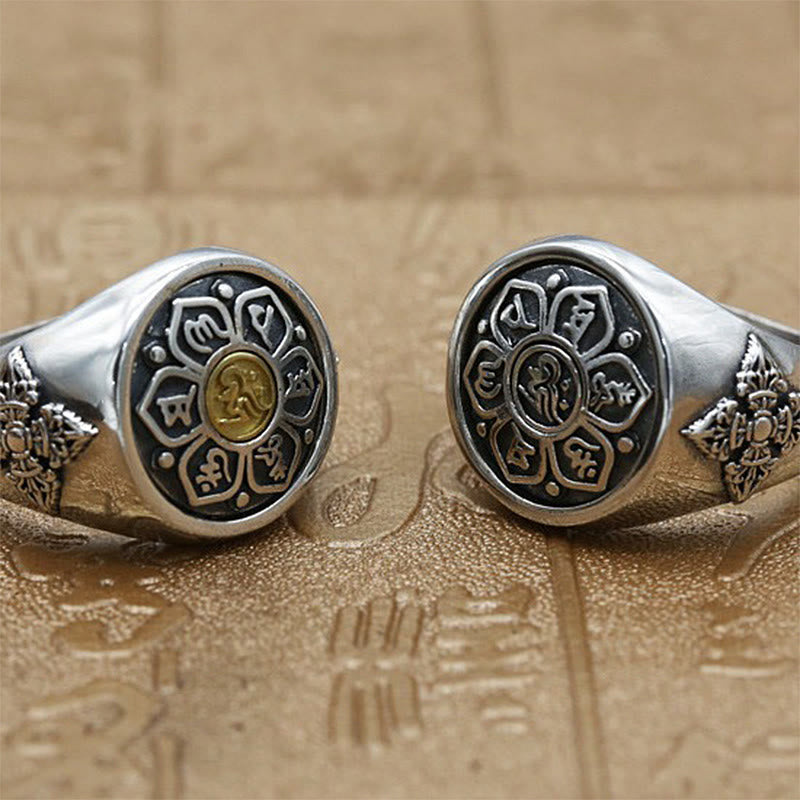Bague rotative réglable en cuivre Om Mani Padme Hum