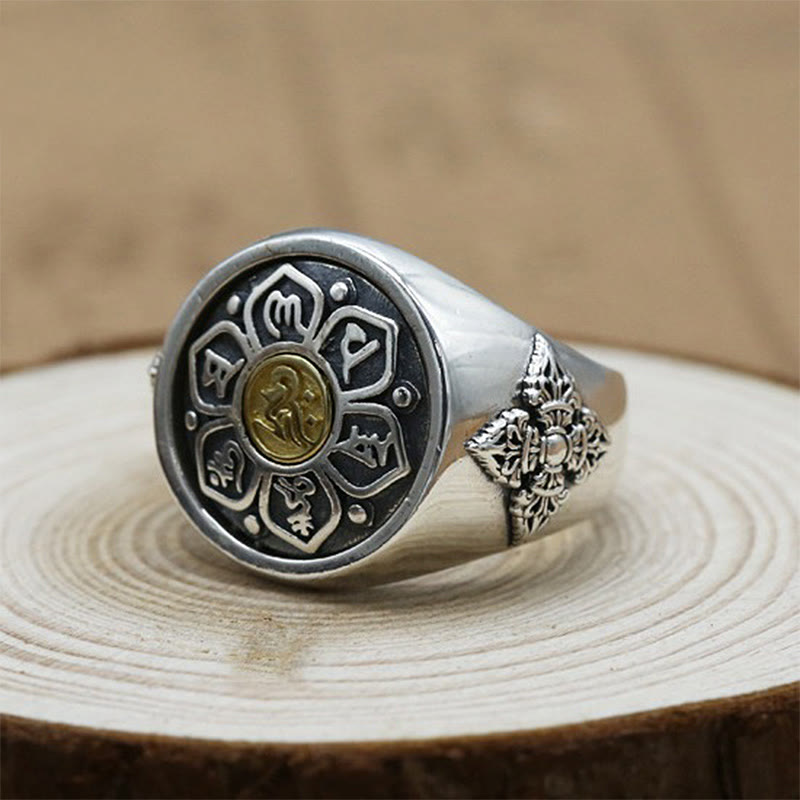 Bague rotative réglable en cuivre Om Mani Padme Hum