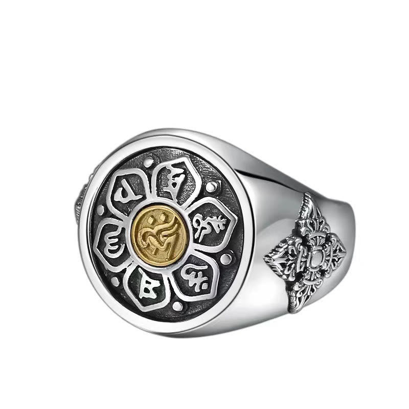 Bague rotative réglable en cuivre Om Mani Padme Hum