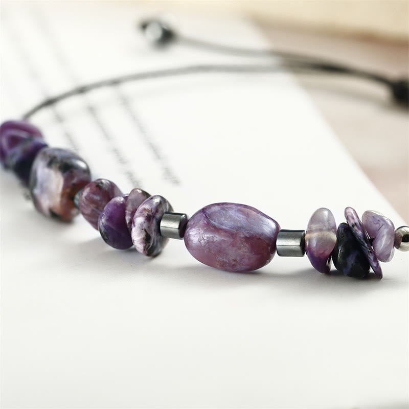 Charoite Hematite Spiritual Bracelet for Focus and Healing