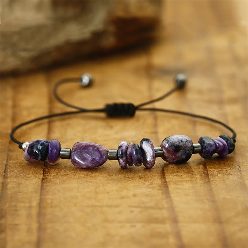 Charoite Hematite Spiritual Bracelet for Focus and Healing