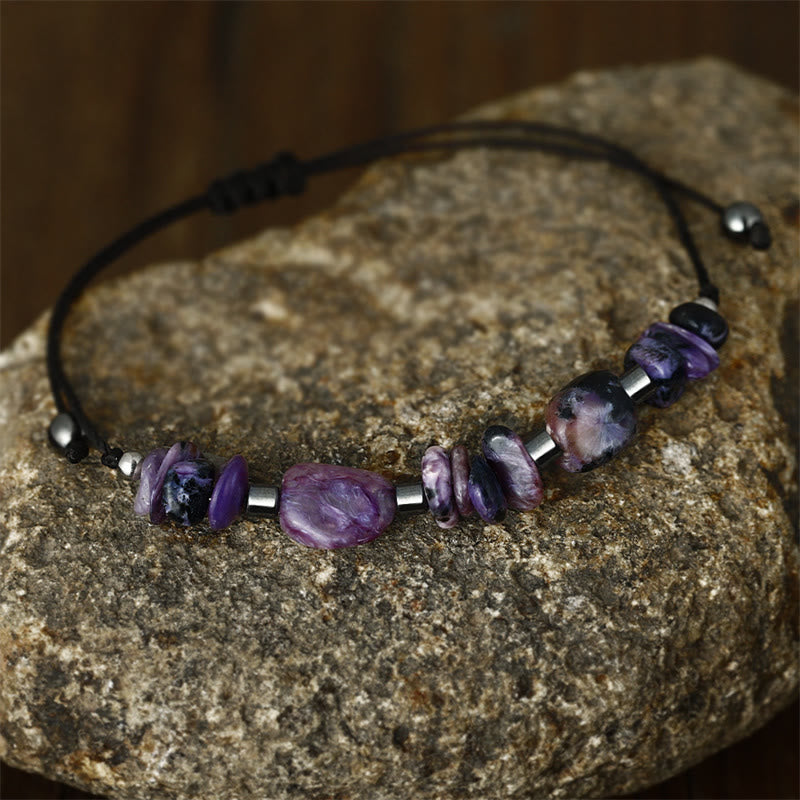Charoite Hematite Spiritual Bracelet for Focus and Healing