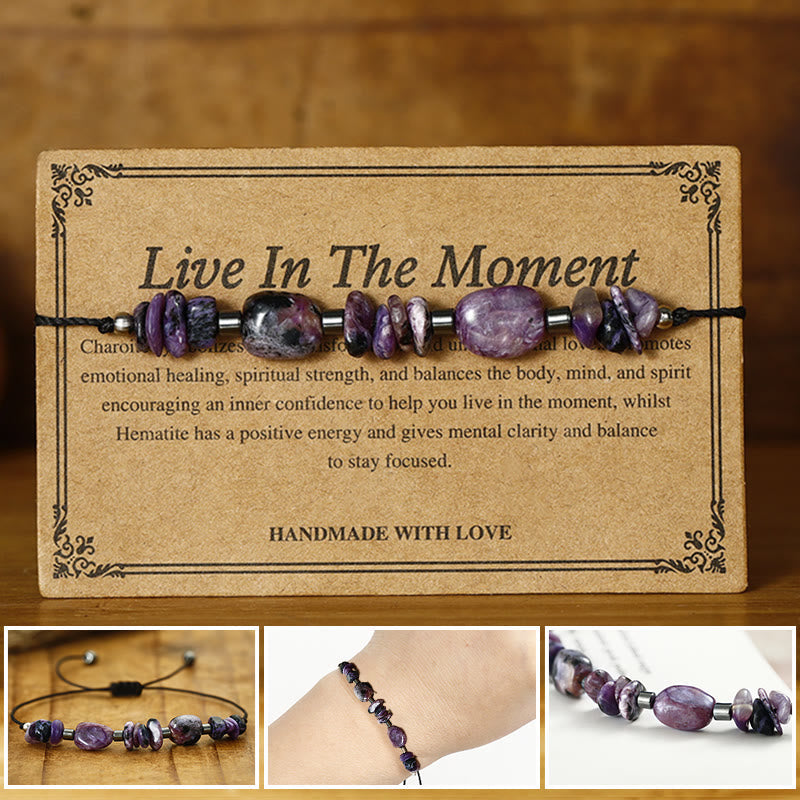 Charoite Hematite Spiritual Bracelet for Focus and Healing