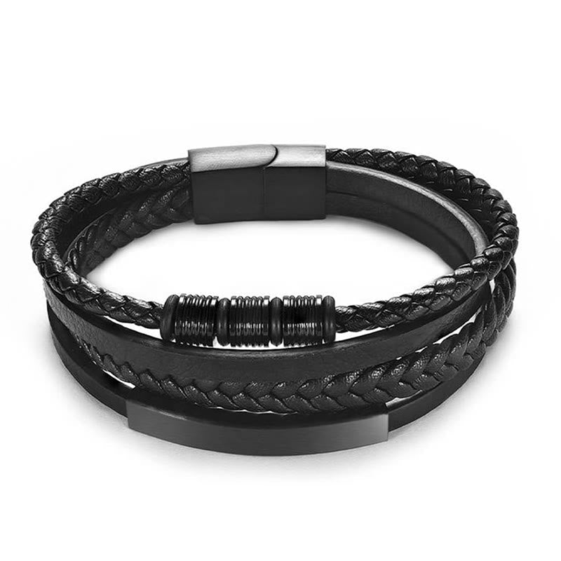 18-19cm Leather Titanium Steel Magnetic Buckle Strength Bracelet