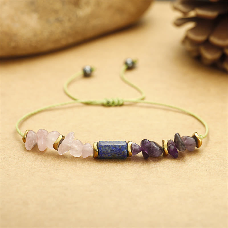 Bracelet de guérison en améthyste, quartz rose et lapis-lazuli