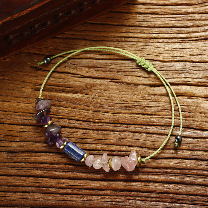 Bracelet de guérison en améthyste, quartz rose et lapis-lazuli