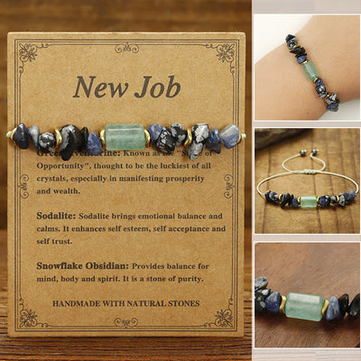 Bracelet d'obsidienne New Job avec aventurine verte et sodalite pour la chance