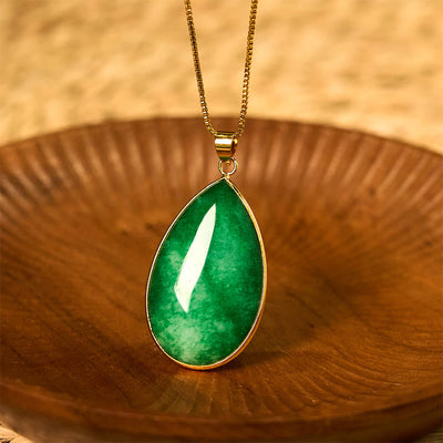 Collier pendentif Abondance en jade vert | Breloque de prospérité