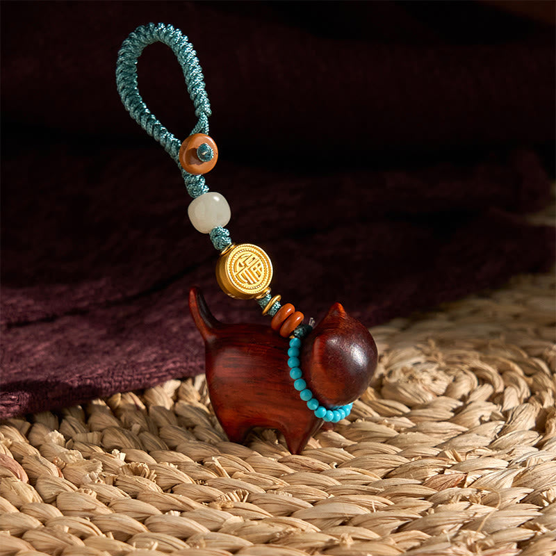 Hetian Jade & Sandalwood Fu Abundance Spiritual Key Chain