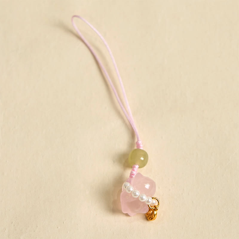 Pink Crystal Amethyst Citrine Fu Character Spiritual Hanging Decoration