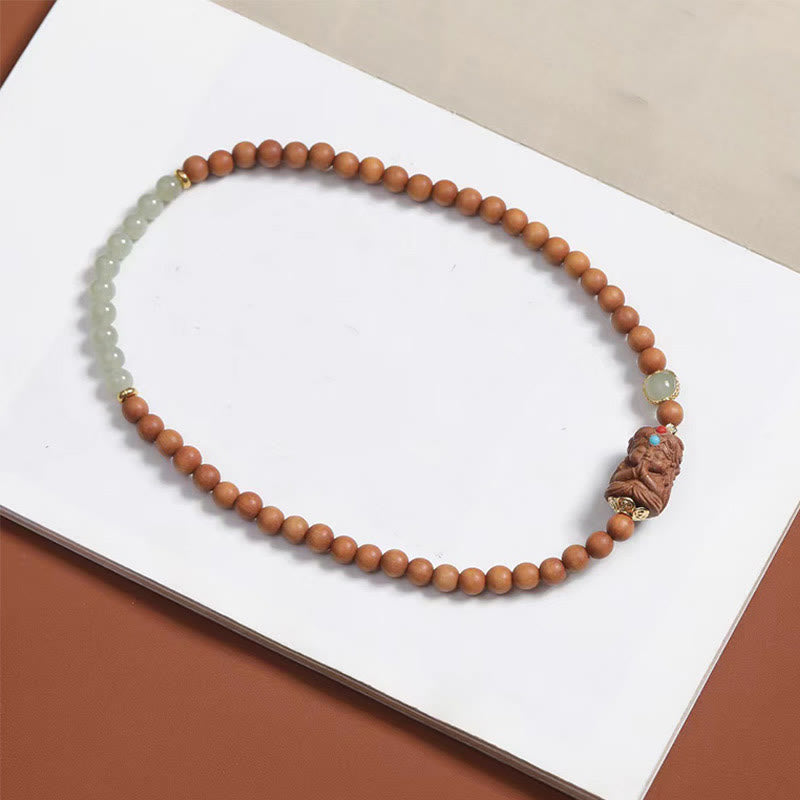 Unisex Hetian Jade and Sandalwood Bracelet 13-21cm