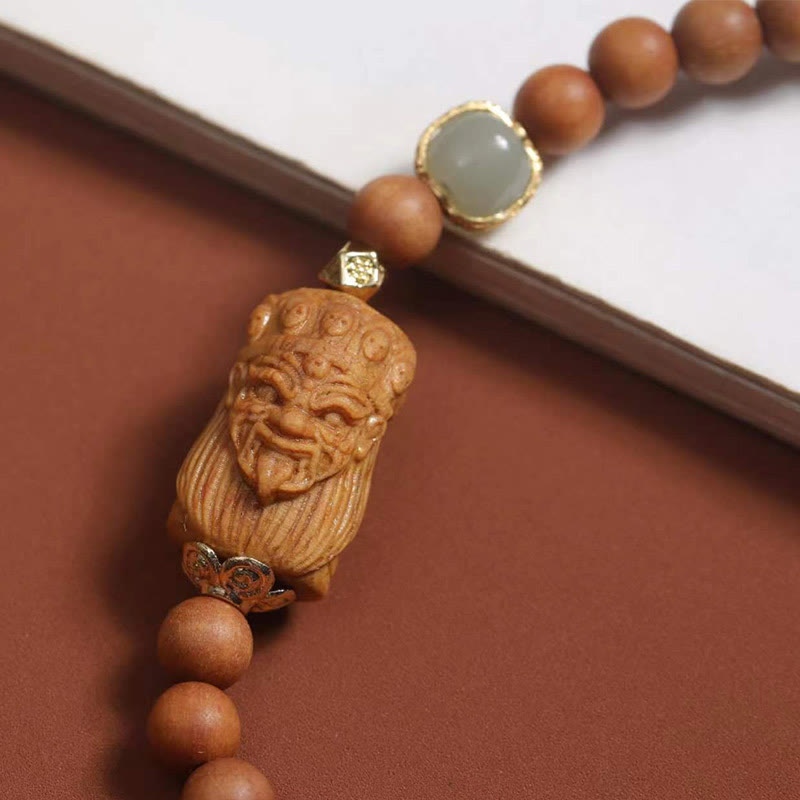 Unisex Hetian Jade and Sandalwood Bracelet 13-21cm