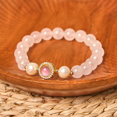 Bracelet de chaleur en perles de cristal roses de 6 mm pour femme