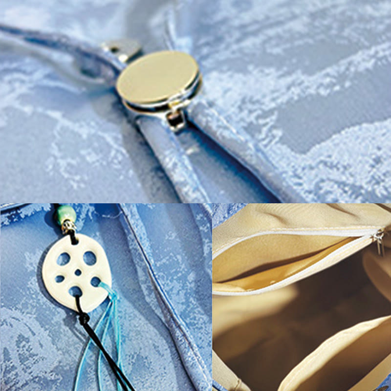 Large Blue Camellia Embroidered Backpack | Spiritual Accessories
