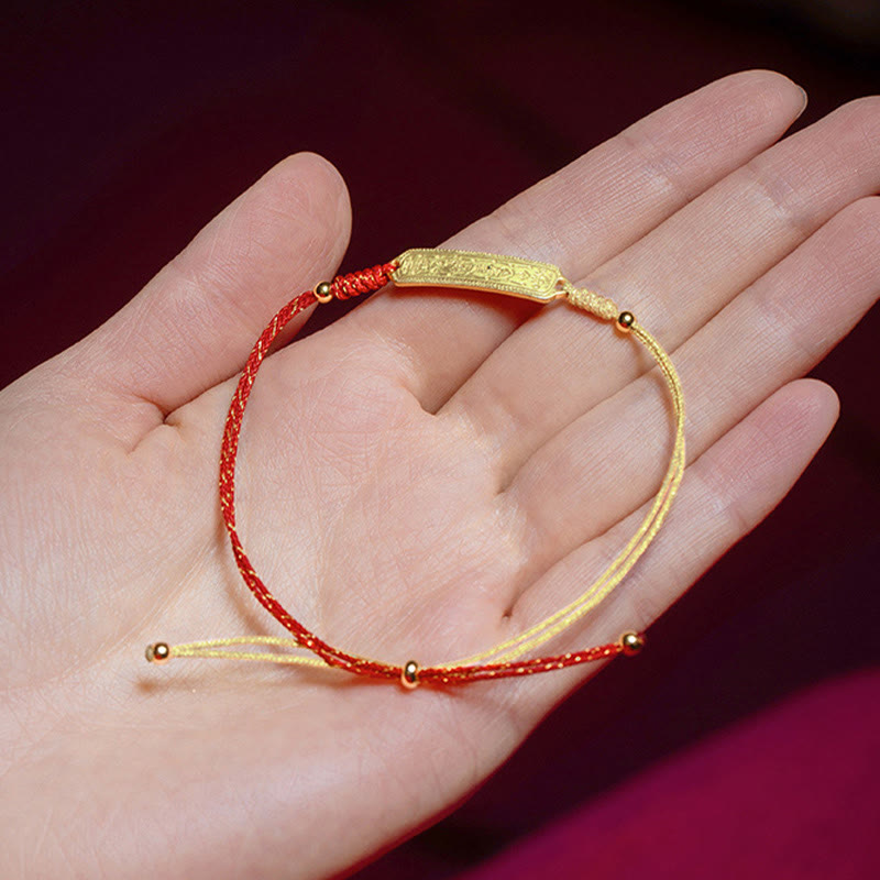 Red String Protection Bracelet 14K Gold