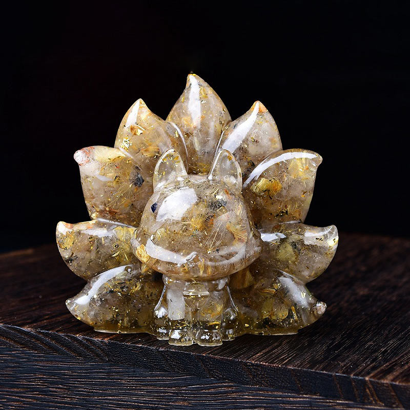 Amethyst 8.8cm Nine-Tailed Fox Spiritual Animal Figurine