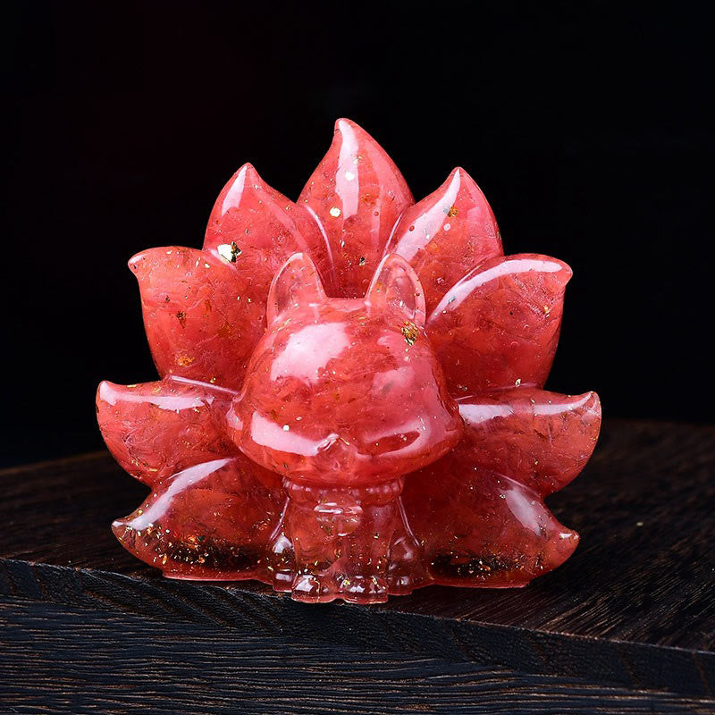 Amethyst 8.8cm Nine-Tailed Fox Spiritual Animal Figurine