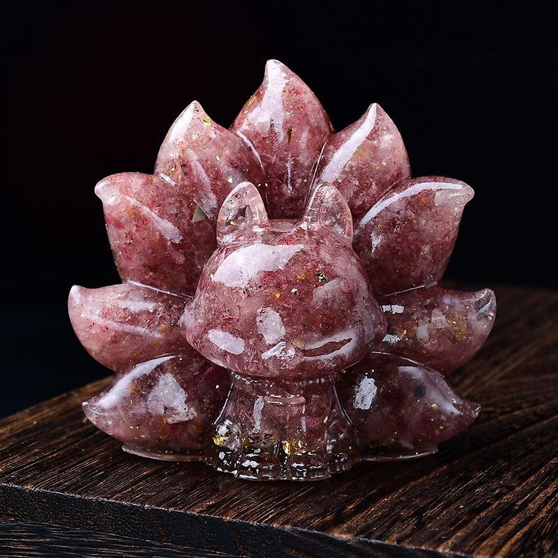 Amethyst 8.8cm Nine-Tailed Fox Spiritual Animal Figurine