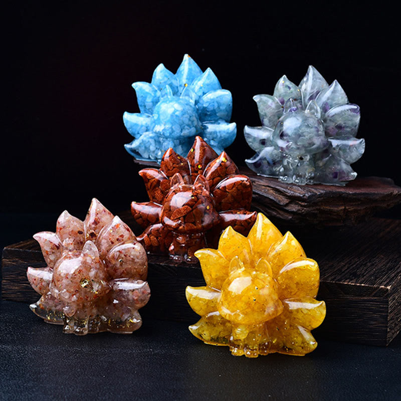 Amethyst 8.8cm Nine-Tailed Fox Spiritual Animal Figurine