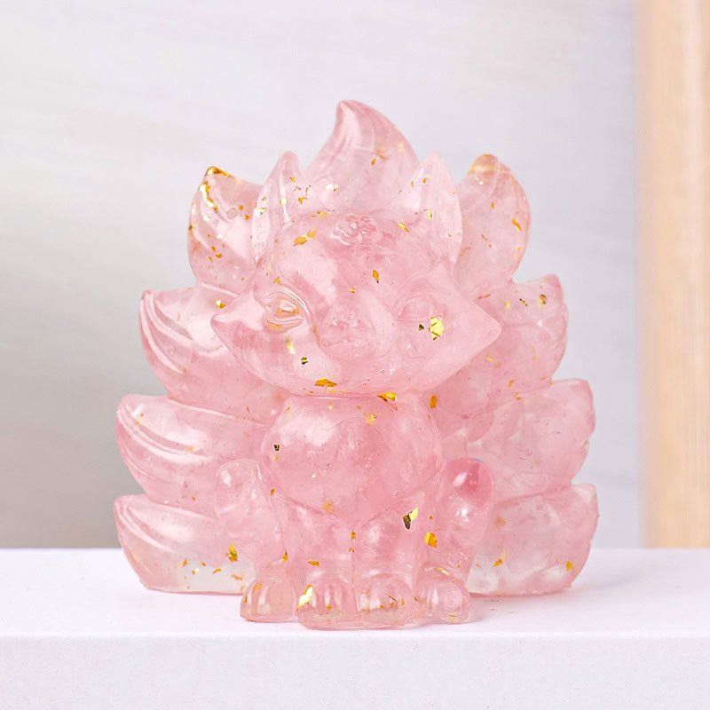 8x8.7cm Amethyst Zen Healing Nine-Tailed Fox Decoration