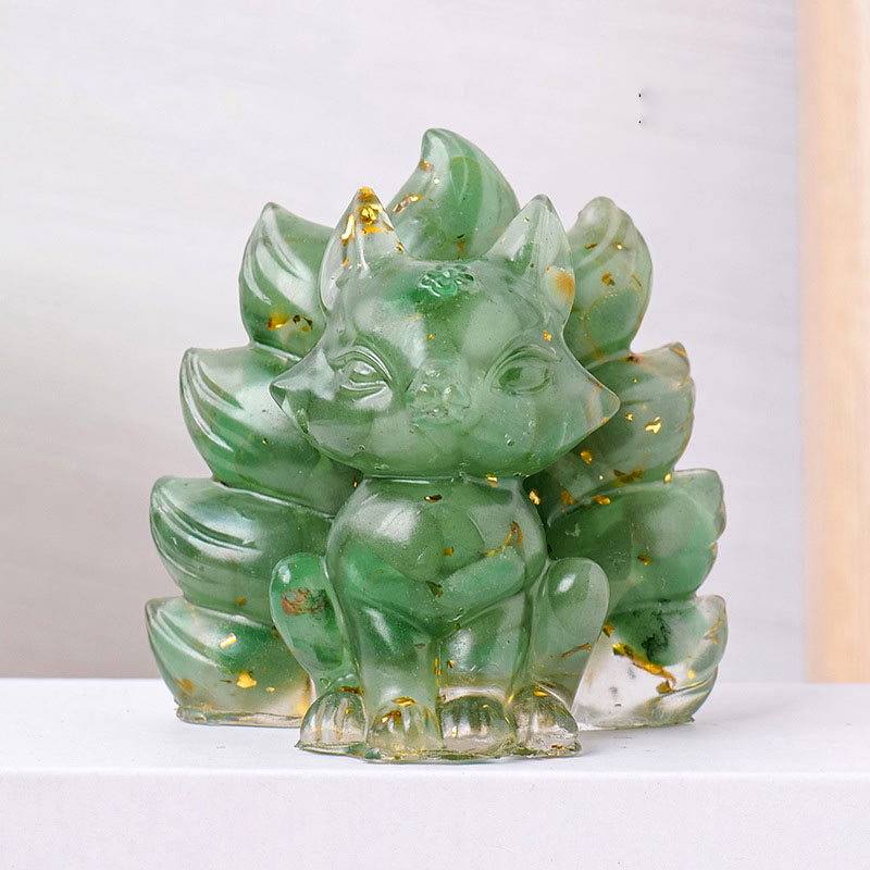 8x8.7cm Amethyst Zen Healing Nine-Tailed Fox Decoration