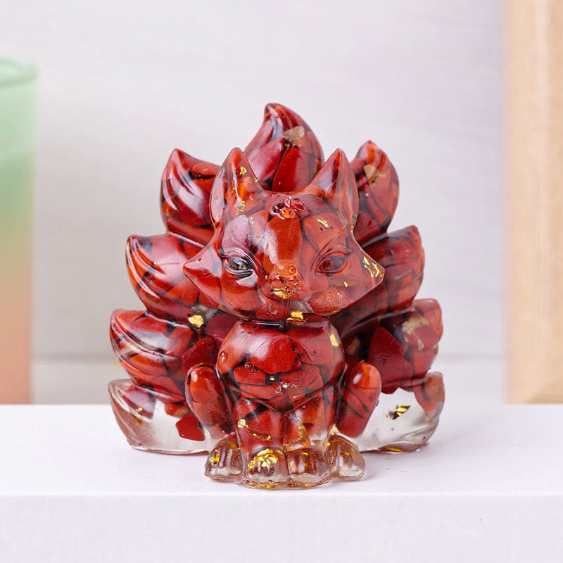 8x8.7cm Amethyst Zen Healing Nine-Tailed Fox Decoration