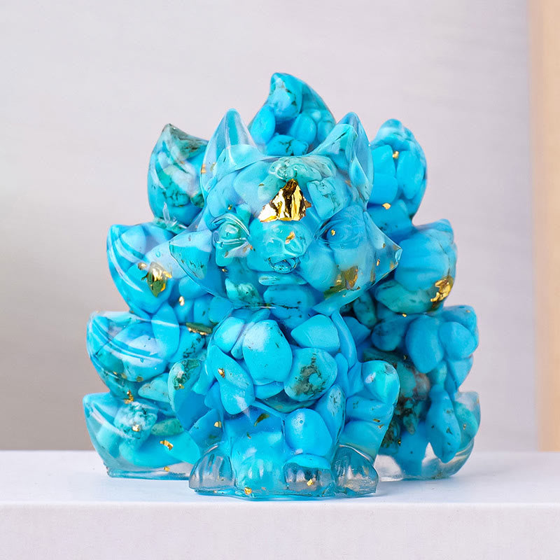 8x8.7cm Amethyst Zen Healing Nine-Tailed Fox Decoration