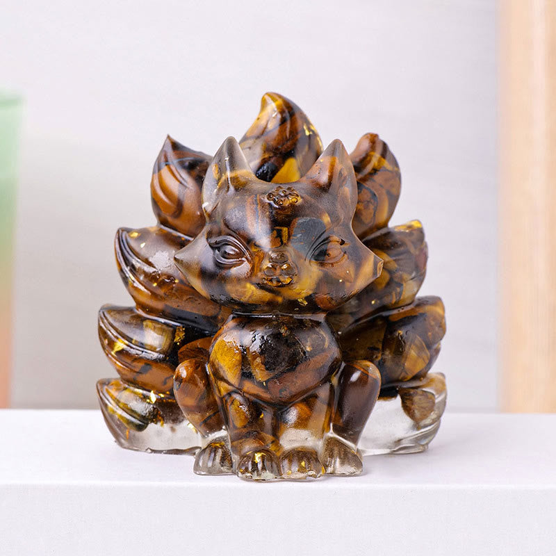 8x8.7cm Amethyst Zen Healing Nine-Tailed Fox Decoration