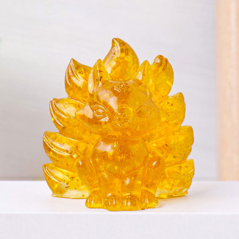 8x8.7cm Amethyst Zen Healing Nine-Tailed Fox Decoration