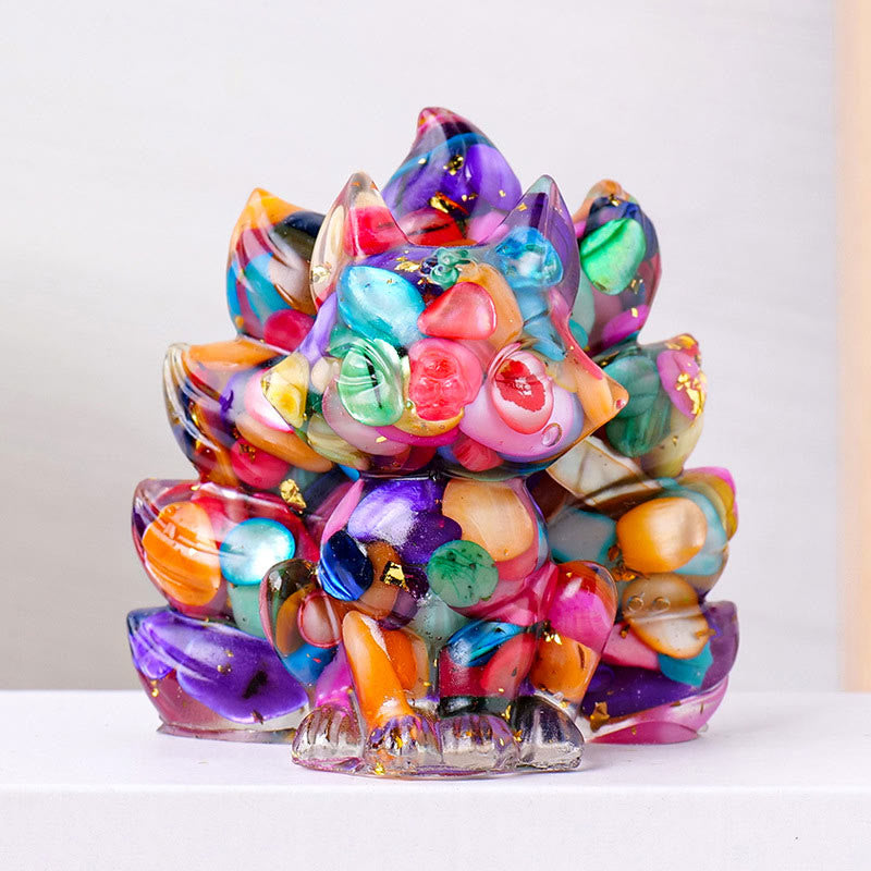 8x8.7cm Amethyst Zen Healing Nine-Tailed Fox Decoration