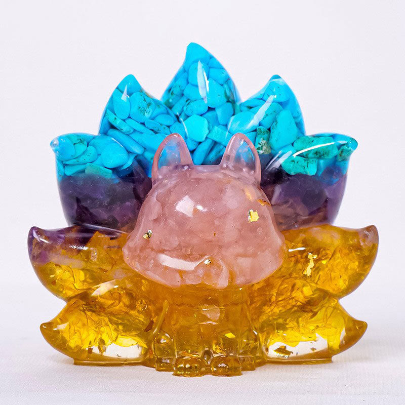 8x8.7cm Amethyst Zen Healing Nine-Tailed Fox Decoration