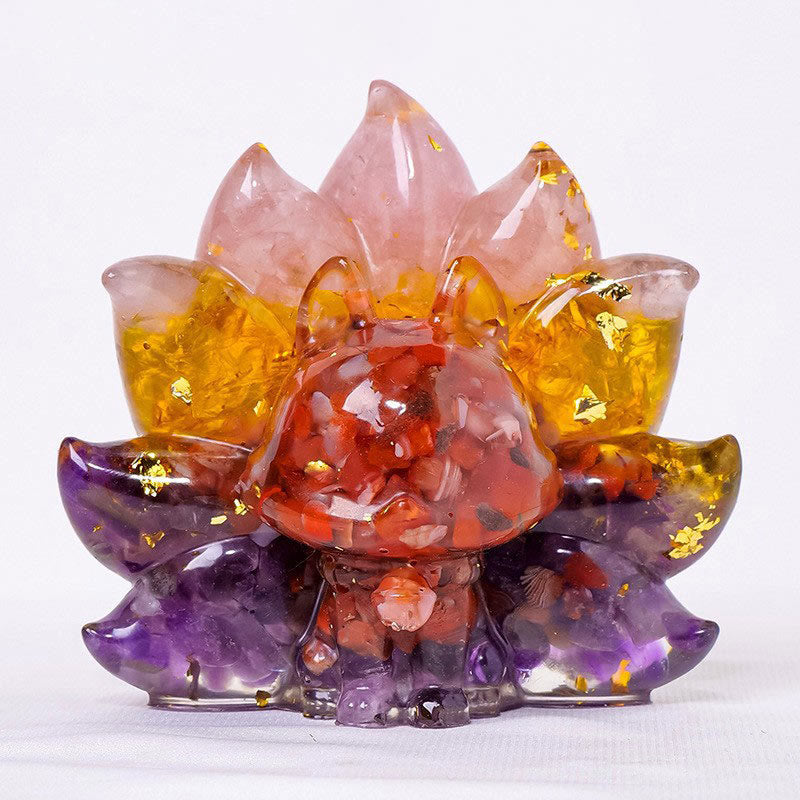 8x8.7cm Amethyst Zen Healing Nine-Tailed Fox Decoration