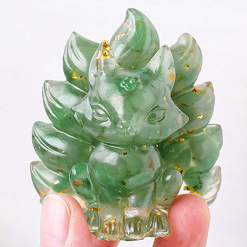 8x8.7cm Amethyst Zen Healing Nine-Tailed Fox Decoration