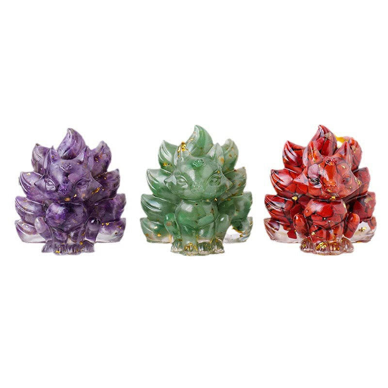8x8.7cm Amethyst Zen Healing Nine-Tailed Fox Decoration