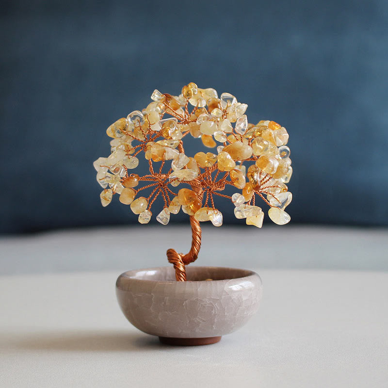 Citrine Zen Decor Crystal Prosperity Tree Home 6-7cm