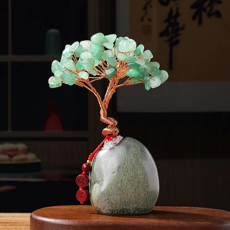Arbre en cristal de citrine 4,5 x 12 cm, décoration zen de prospérité