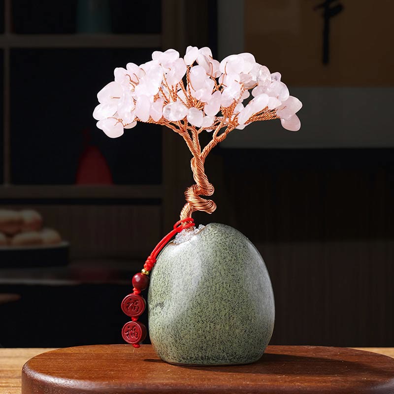 Arbre en cristal de citrine 4,5 x 12 cm, décoration zen de prospérité