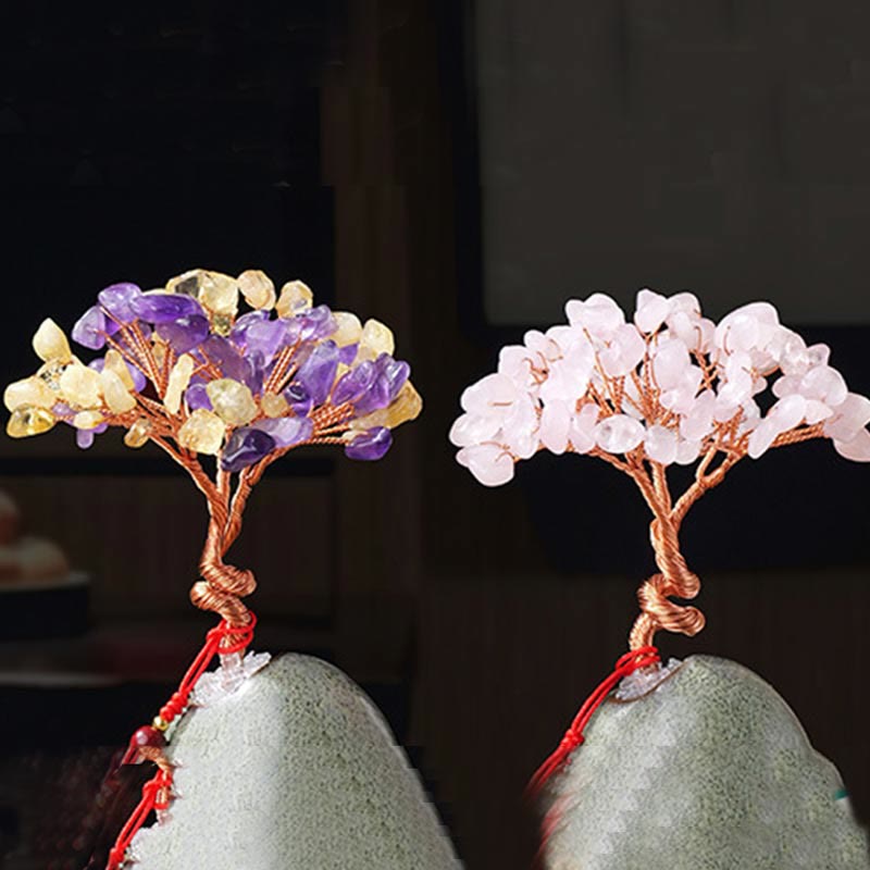 Arbre en cristal de citrine 4,5 x 12 cm, décoration zen de prospérité