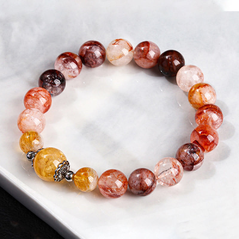 10mm Red Hematoid Quartz Balance Bead Bracelet