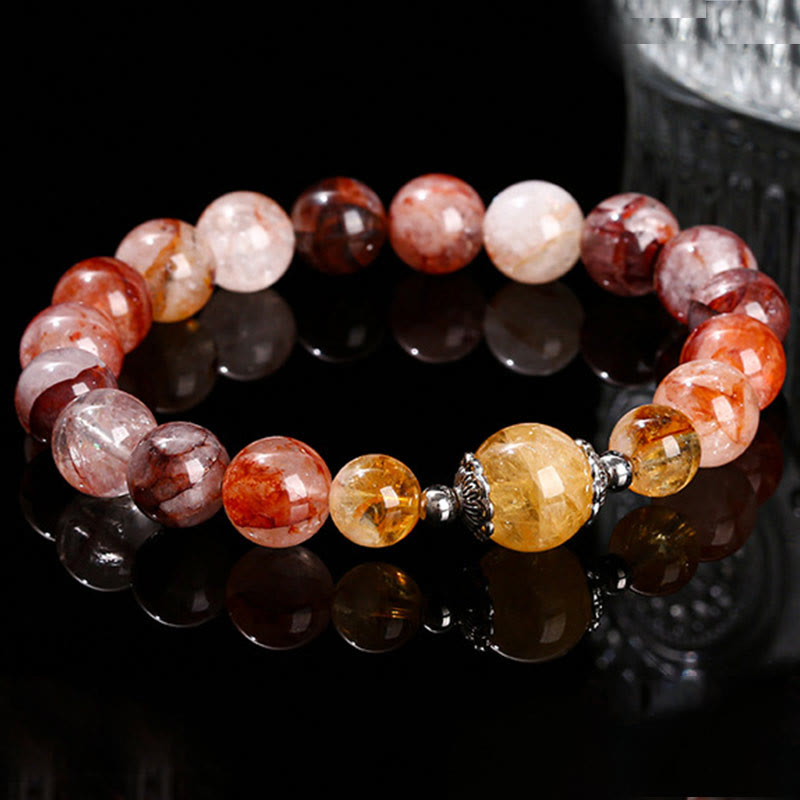 10mm Red Hematoid Quartz Balance Bead Bracelet