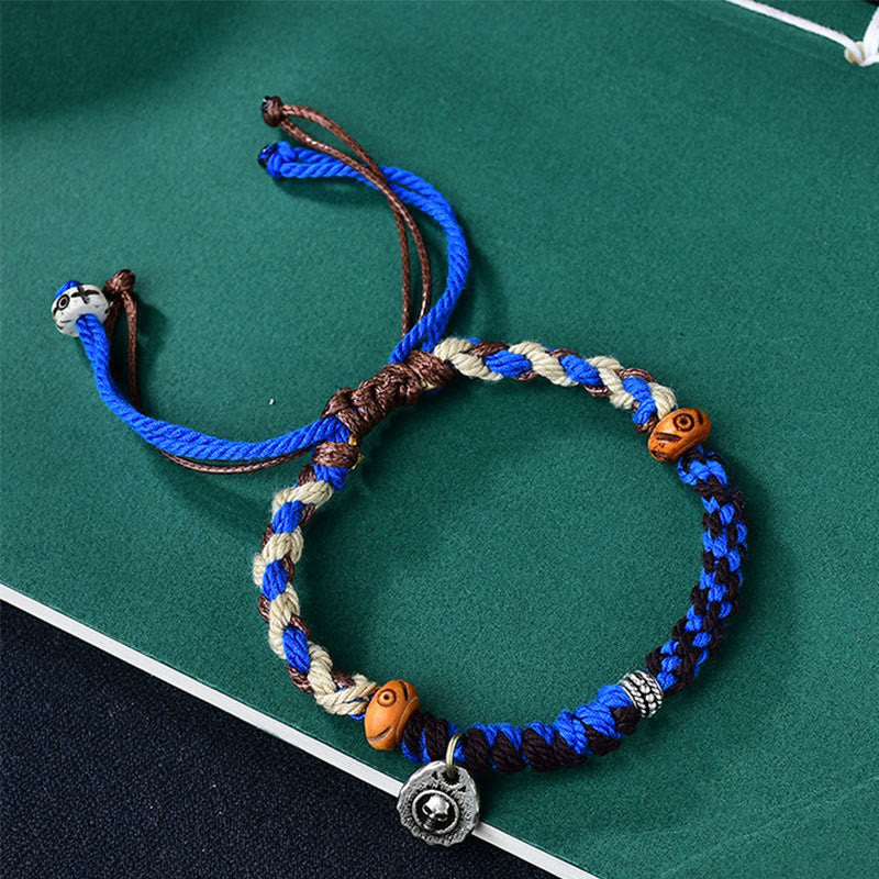 Adjustable Red String Garuda Bracelet with Tibetan Silver Charm