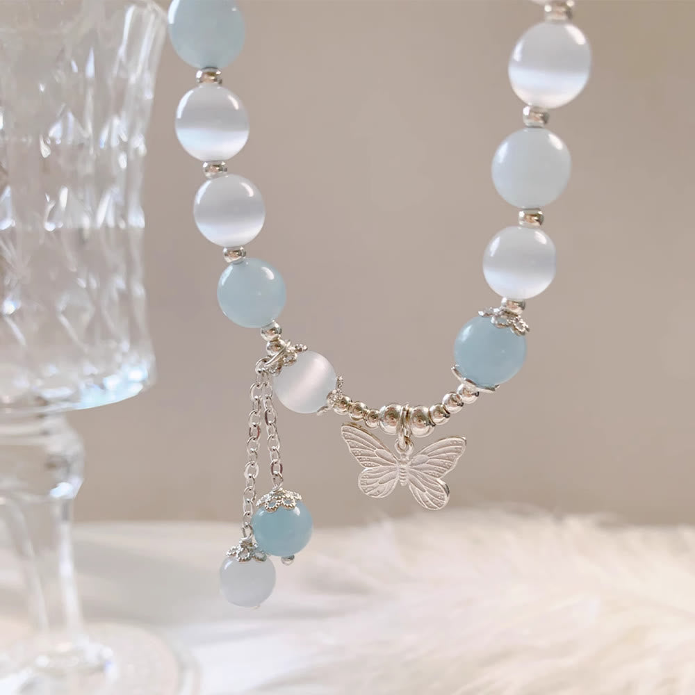 Support Aquamarine Butterfly Chakra Bracelet Healing Sounds
