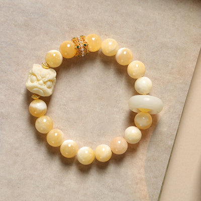 Bracelet en agate grise et ambre fruit ivoire pour la confiance