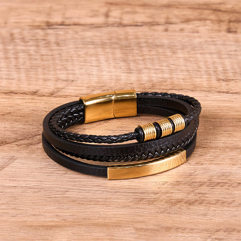 18-19cm Leather Titanium Steel Magnetic Buckle Strength Bracelet