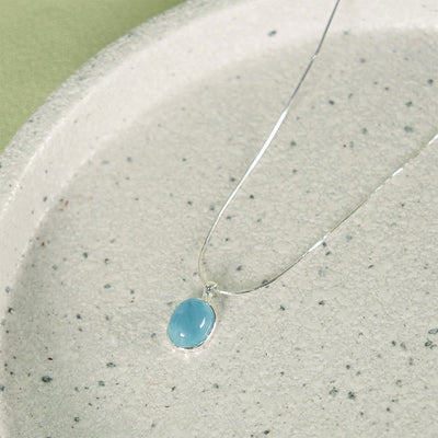 Collier aigue-marine authentique en argent sterling pour la paix