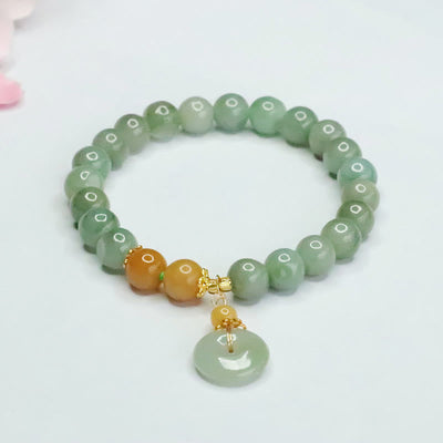 Bracelet en jade de 6 mm avec boucle de paix pour la prospérité et l'abondance